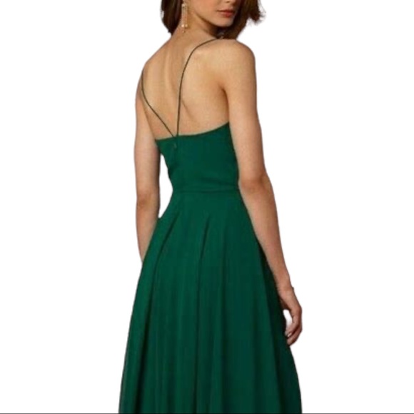 New BHLDN x Jenny Yoo Inesse 4 / Sm Green Chiffon V-Neck Circle Skirt Maxi Gown - Picture 8 of 8